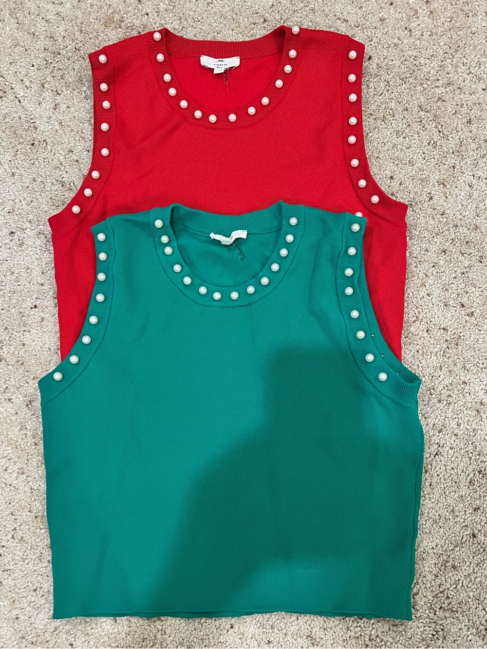Entro Meghan Pearl-Trim Sleeveless Knit Top Bundle